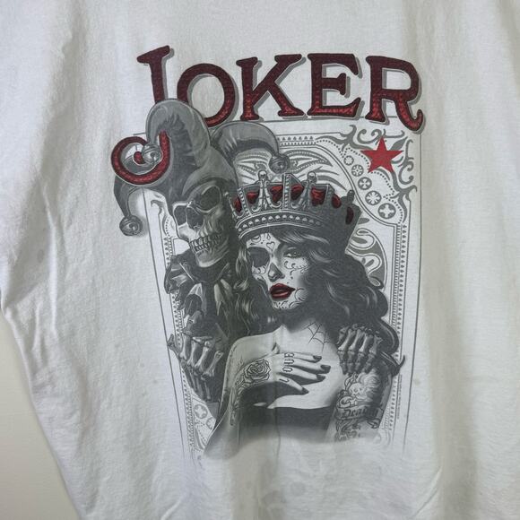 DOM Joker Playing Card Skull T Shirt Adult 3XL White Cotton Mens - Picture 2 of 8